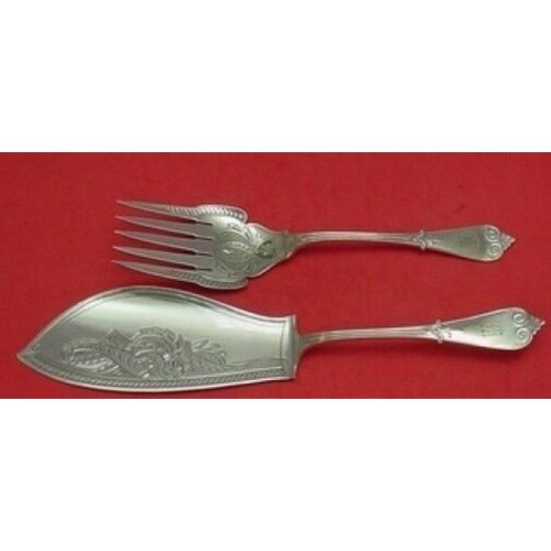 Beekman by Tiffany & Co. Sterling Fish Serving Set Brite-Cut 12″ Server 10″ Fork
