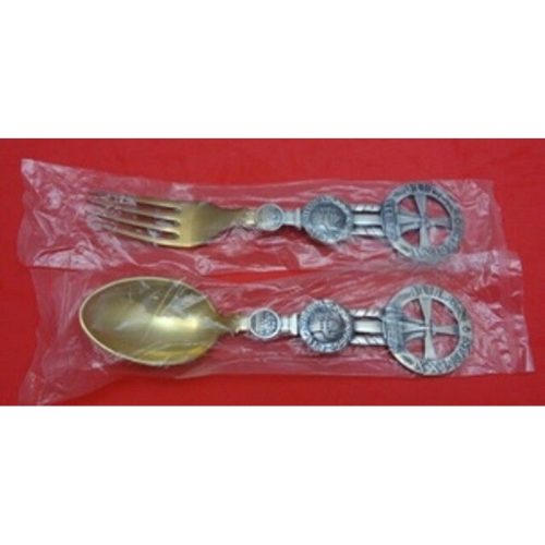Christmas Theme by Michelsen Sterling Fork and Spoon Set 1920 Windmill