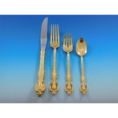 Golden Countess by International Goldware Flatware Set for 12 Service 55 Pc Gold