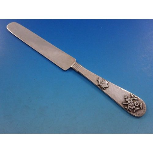 Hammered and Applied by Shiebler Sterling Tea Knife Forget-Me-Nots Butterfly 8″