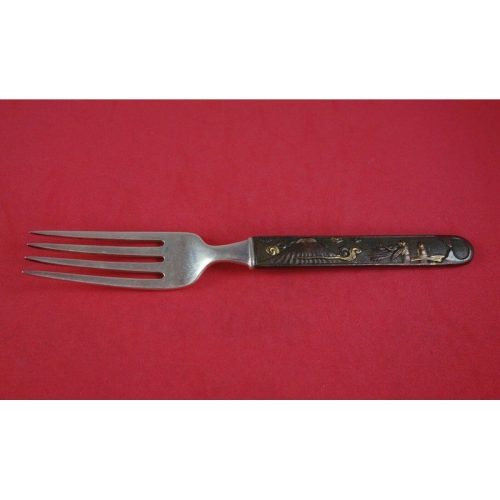 Kozuka by Tiffany and Co Sterling Copper Bronze Dinner Fork People and Mountain