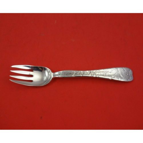 Lap Over Edge Acid Etched by Tiffany and Co Sterling Fish Fork w/Morning Glories