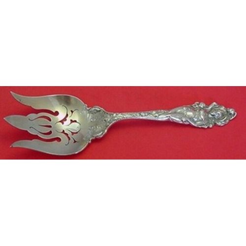 Love Disarmed by Reed and Barton Sterling Salad Serving Fork Pierced Old 11″