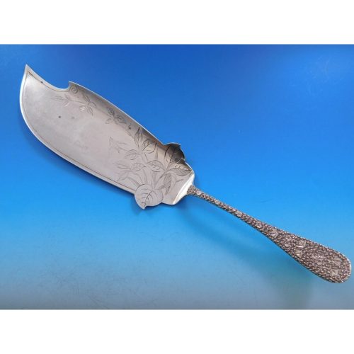 Custom Engraved by Unknown Fish Server w/Bright-Cut Bird and Leaves 12 1/2″