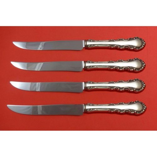 Georgian Rose by Reed and Barton Sterling Steak Knife Set Texas Sized Custom