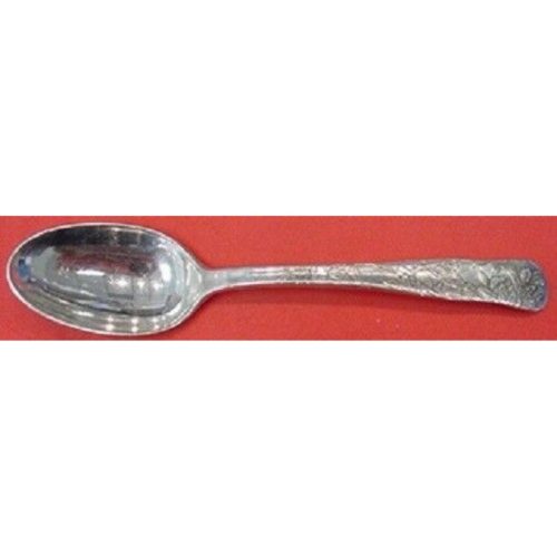 Lap Over Edge Acid Etched By Tiffany Sterling Coffee Spoon w/ Plants 4 3/4″