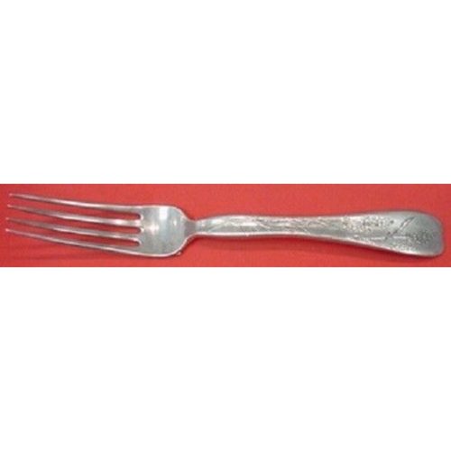 Lap Over Edge Acid Etched By Tiffany Sterling Regular Fork BC w/ Bird and Flower