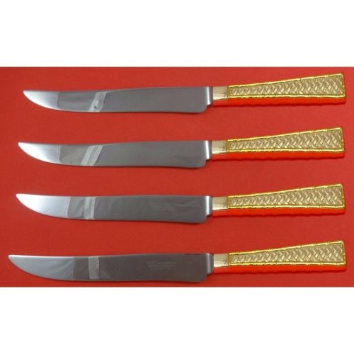 Golden Tradewinds by International Sterling Steak Knife Set Texas Sized Custom
