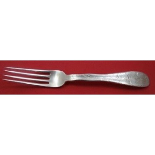 Lap Over Edge Acid Etched by Tiffany Sterling Dinner Fork w/ Water Lily 8″