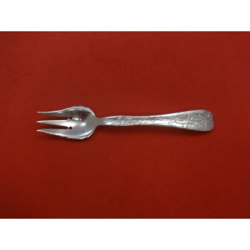 Lap Over Edge Acid Etched by Tiffany Sterling Pastry Fork 3-Tine 2-Hole w/Gourds