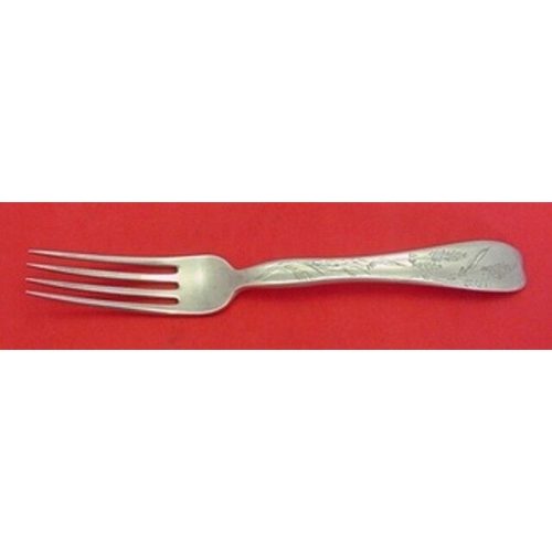 Lap Over Edge Acid Etched by Tiffany & Co. Sterling Regular Fork Brite-Cut Wheat