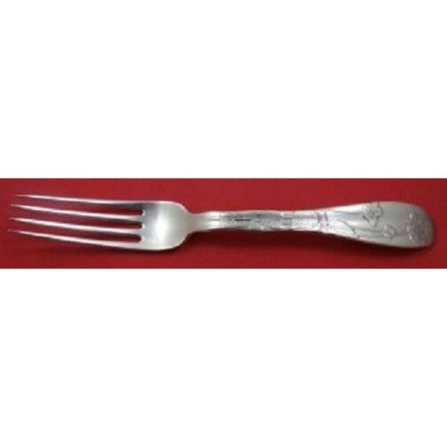 Lap Over Edge Acid Etched By Tiffany Sterling Dinner Fork w/ Violets 8″