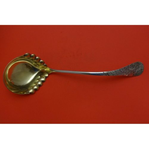 Pattern Unknown by Wood & Hughes Sterling Soup Ladle GW Fluted Brite-Cut 12 3/4″