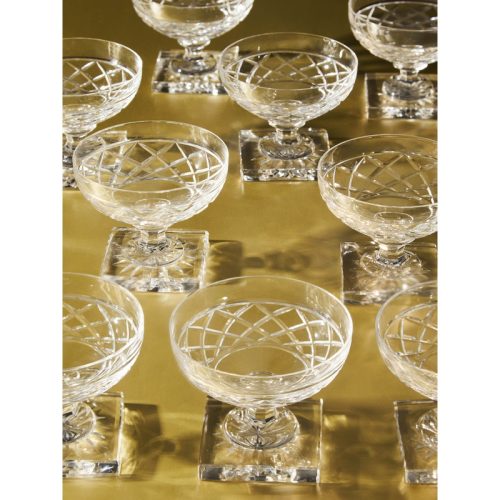 1930s Val Saint Lambert Crystal Champagne Coupes (Set of 8)