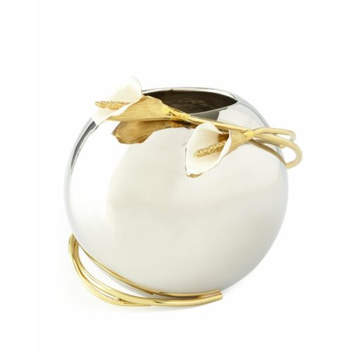 Calla Lily by Michael Aram Stainless Steel and Brass Rose Bowl Vase – New