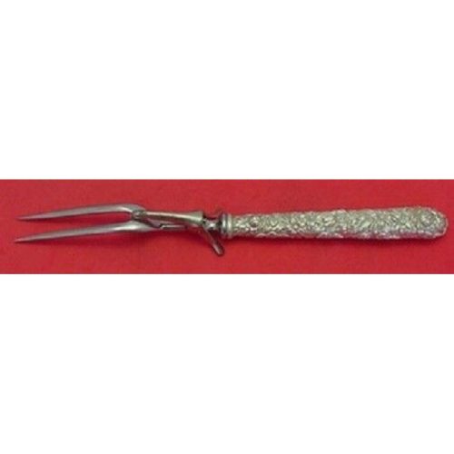 Repousse By Kirk Sterling Roast Carving Fork Cast All Around Handle 10 1/2″