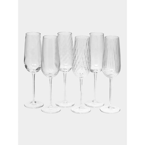 Tolomeo Hand-Blown Murano Glass Champagne Flutes (Set of 6)