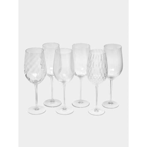 Tolomeo Hand-Blown Murano White Wine Glasses (Set of 6)