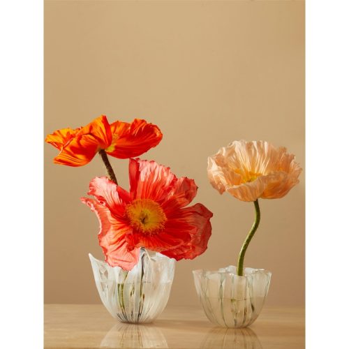 1950s Venini Fazzoletto Hand-Blown Murano Glass Vases (Set of 2)