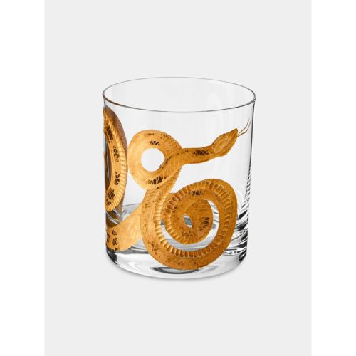 Cabinet of Curiosities Hand-Engraved Gilded Crystal Double Old Fashioned Tumbler