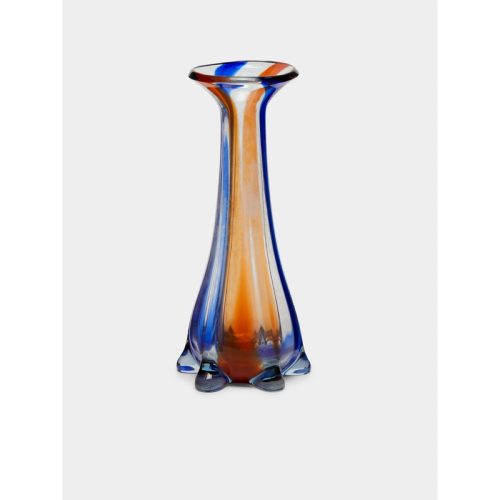 Mid-Century Striped Glass Bud Vase