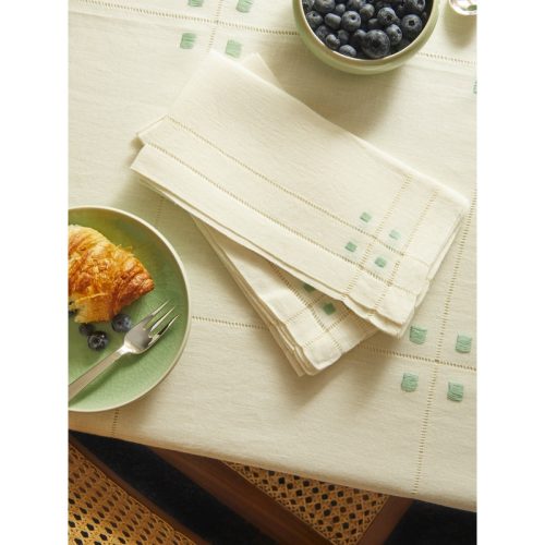 Art Deco Hand-Embroidered Linen Napkins (Set of 4)