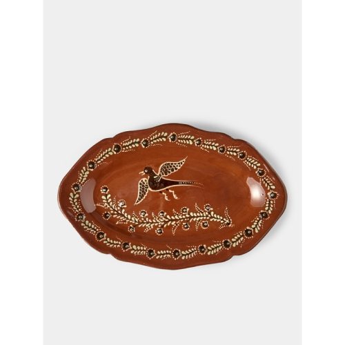 Birds Hand-Painted Ceramic Fluted-Edge Platter