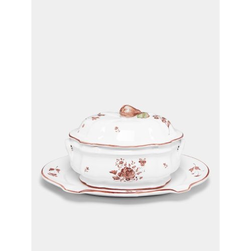 Camaeu Hand-Painted Ceramic Lidded Tureen with Serving Platter