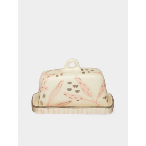 Coffee Beans Hand-Painted Ceramic Butter Dish