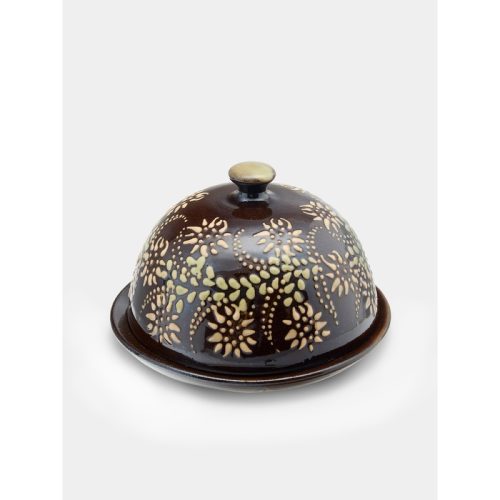 Flowers Hand-Painted Ceramic Small Butter Dish