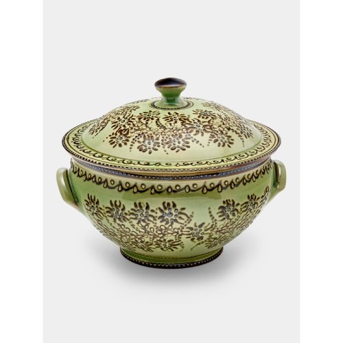 Flowers Hand-Painted Ceramic Small Lidded Vegetable Dish