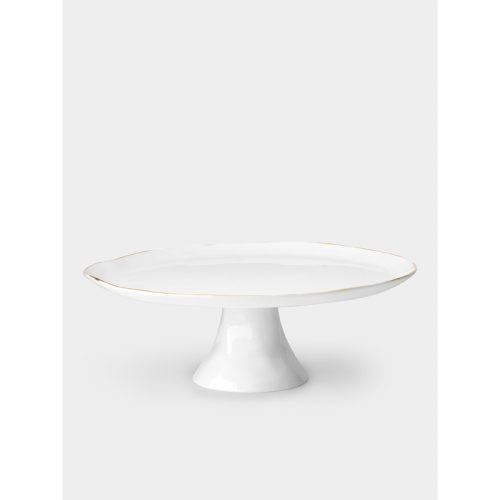 Hand-Painted 24ct Gold and Bone China Cake Stand
