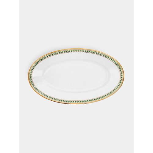Leafed Edge Hand-Painted Porcelain Large Serving Platter