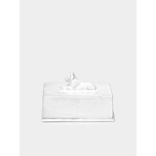 Lion Hand-Glazed Ceramic Butter Dish