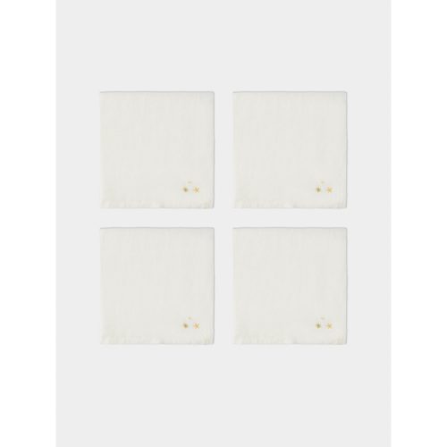 Starry Hand-Embroidered Linen Napkins (Set of 4)