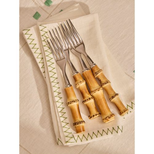 Zigzag Hand-Embroidered Linen Napkins (Set of 4)
