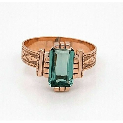 10k Rose Gold Victorian Ring 1.56ct Green Genuine Natural Tourmaline (#J4834)