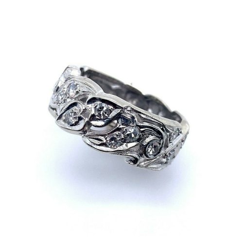 14k White Gold Pierced Genuine Natural Diamond Eternity Band Size 6 (#J5160)