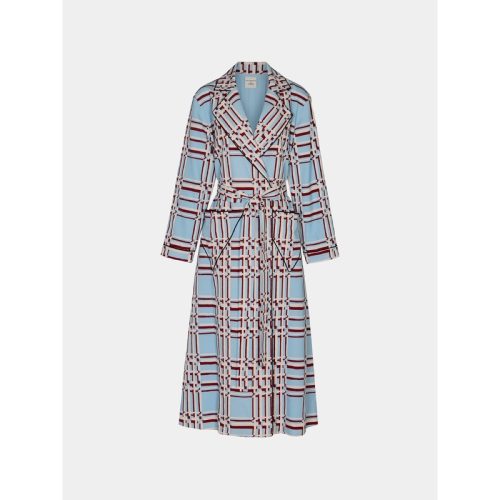 Georgette Painted-Grid Robe | Size: L