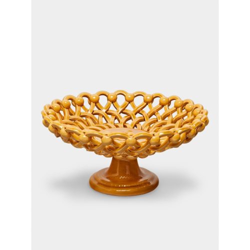 Hand-Glazed Ceramic Braided Low Raised Bowl