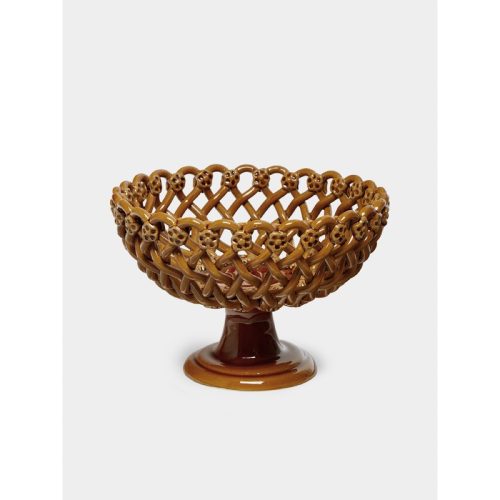 Hand-Glazed Ceramic Braided Raised Bowl