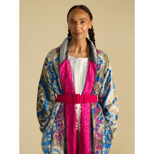Hand-Loomed Ikat Silk and Cotton Reversible Robe | One Size