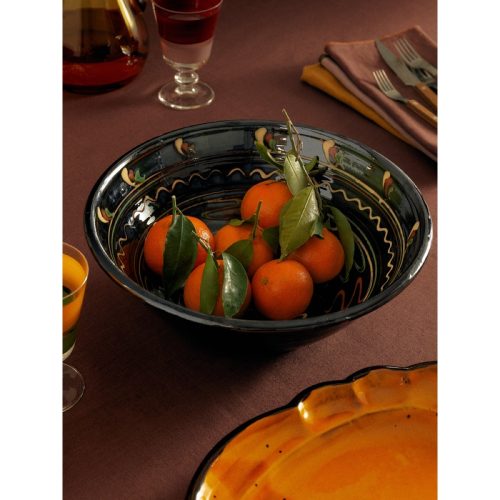 Hand-Painted Slipware Serving Bowl