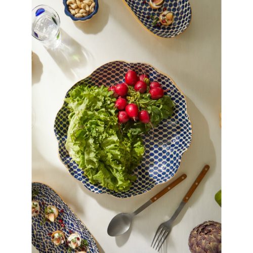 Hand-Printed Ceramic Large Scalloped Bowl