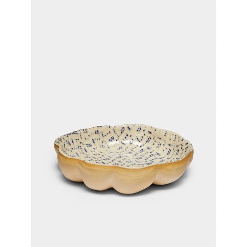 Hand-Printed Ceramic Medium Scalloped Bowl