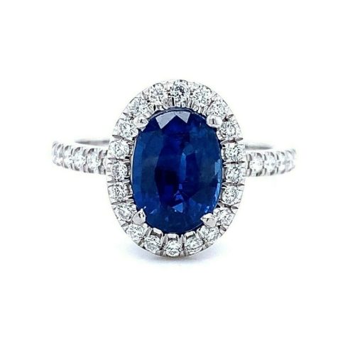 Platinum 1.97 Carat Genuine Natural Sapphire and Diamond Ring (#J5161)