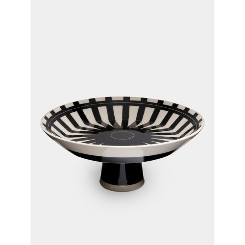 Ritzen Hand-Painted Ceramic Low Pedestal Serving Bowl