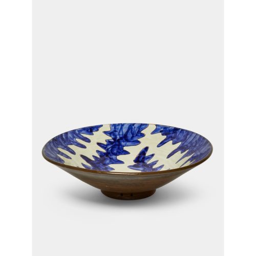 Stencil Hand-Painted Ceramic Serving Bowl