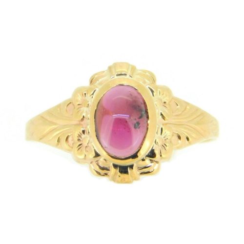 10k Gold .92ct Oval Genuine Natural Cabochon Garnet Ring (#J4116)