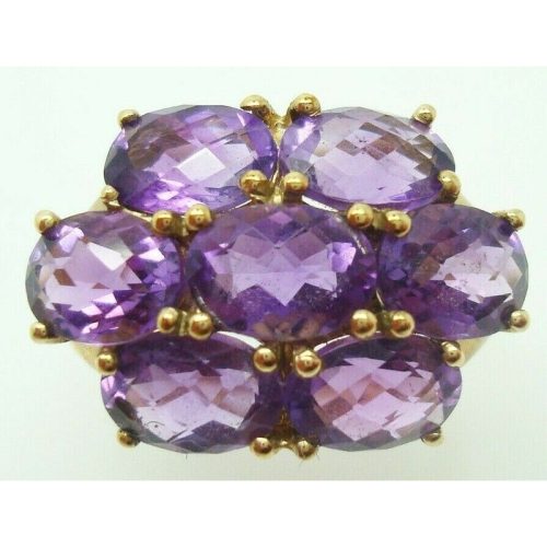 10k Yellow Gold Ring with Seven Carats of Genuine Natural Amethysts (#J3034)